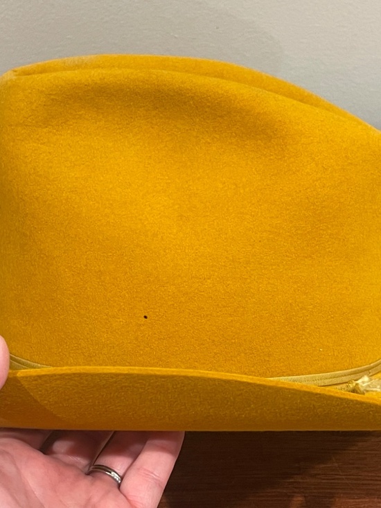 READ Vtg Resistol Western Self Conforming Felt Cowboy Hat Mustard Yellow 7 1/4 main image 11